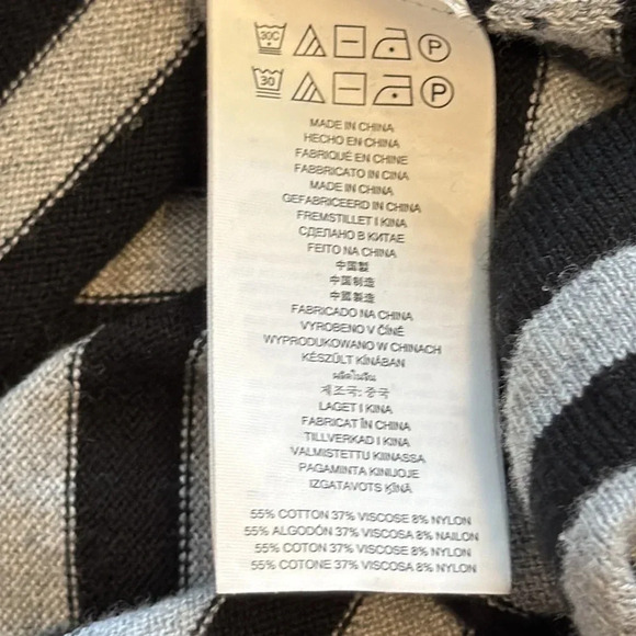 Michael Kors Sweater Dress Striped Black/Gray Long Sleeve Back Zip Size Medium - Picture 6 of 7